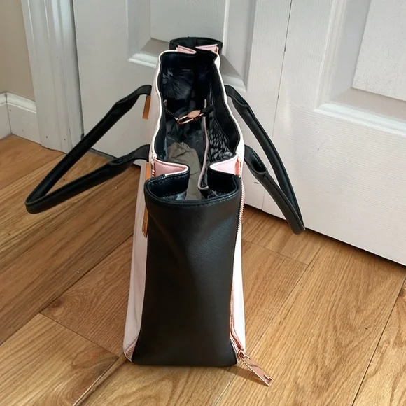 Ted Baker Crosshatch Leyah Shopper Tote bag Pink & Black - Picture 14 of 17